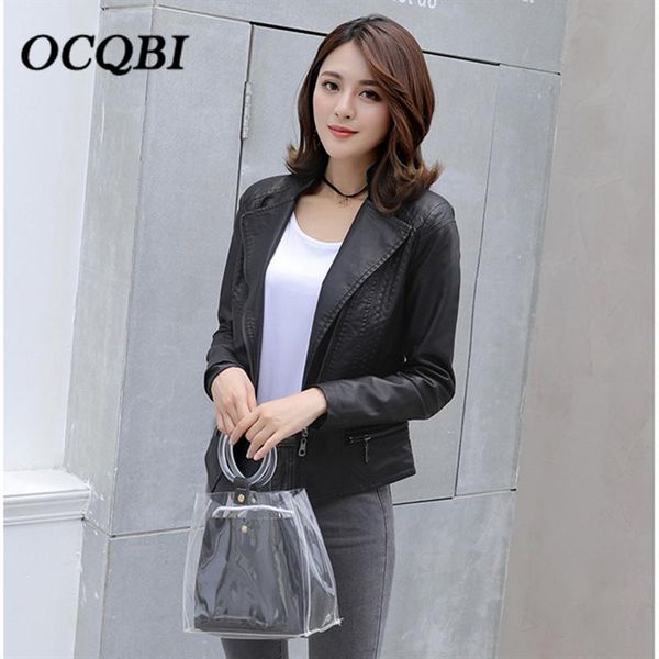 

women's jackets 2021 spring coats and fashion slim zipper office lady streetwear jacket bomber motorcycle pu, Black;brown