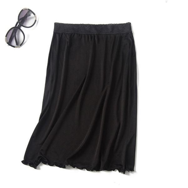 

skirt knitted silk lace slip bottom skirt female 2021 fashion style, Black