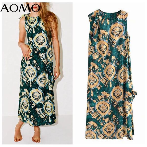 

casual dresses aomo 2021 fashion female tie dyed print long tank for women beach dress 3h540a, Black;gray