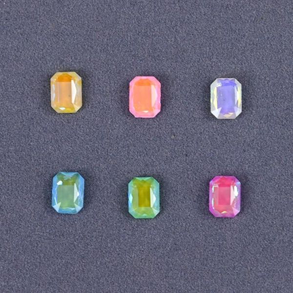 

nail art decorations 50pcs/bag mocha color rhinestones 6x8mm fluorescent flat back diamond square beads shiny glass candy tips stones, Silver;gold