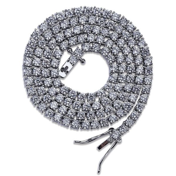 

whosale 3mm 16-24inches iced out bling zircon 1 row tennis chain necklace men hip hop jewelry gold silver charms 91 u2