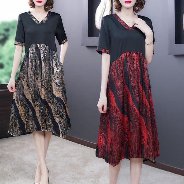 

two piece dress xiangyunsha silk 2021 summer fashion lady mother skirt, White