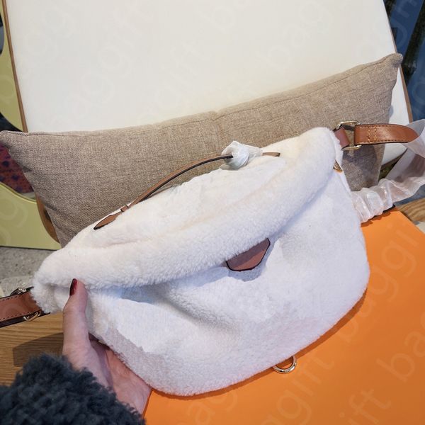 

fluffy teddy waist bag fuzzy furry bumbag soft plush cashmere wool fur lady crossbody shoulder handbag chest pack letter monograms printing