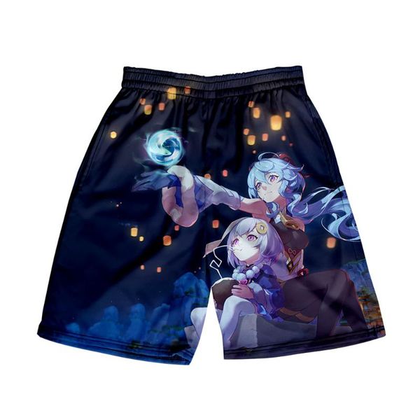 

men's shorts creative genshin impact kamisato ayaka 3d print harajuku summer women/men elastic waist game anime beach, White;black
