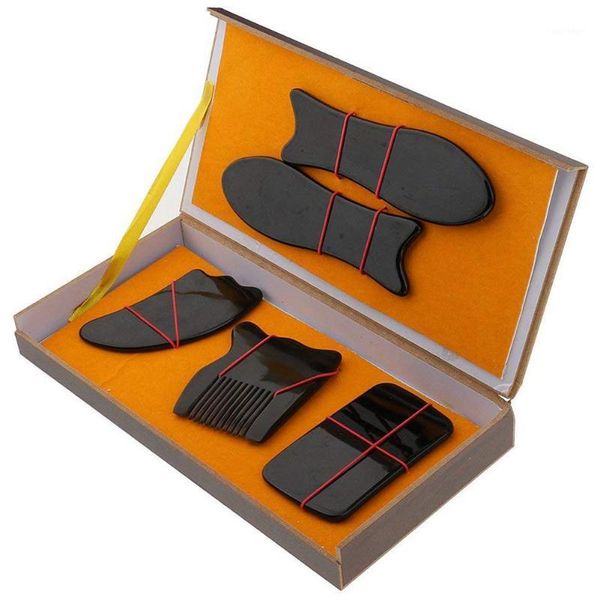 Espremegees 5 pcs massagem corpo inteiro gua sha ferramentas para arranhar relaxante lançamento pescoço ombro mão dedos