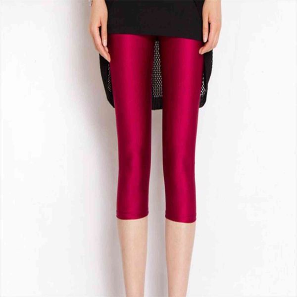

summer elastic waist pants women legging fashion candy colored cropped legginggirls capris soft casual leggins, Black