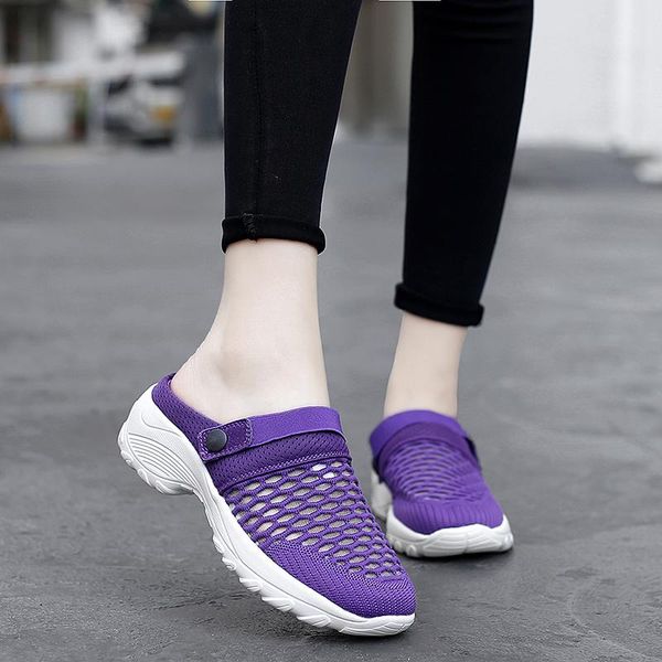 

slippers 2021 women sandals summer shoes wedge half canvas sneakers flip flops woman flats plus size 35-42, Black