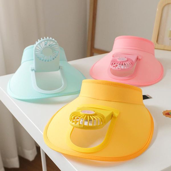 

wide brim hats summer fan cooling peaked cap hat usb charging breathable shade sunscreen required security sport outdoor 2021, Blue;gray