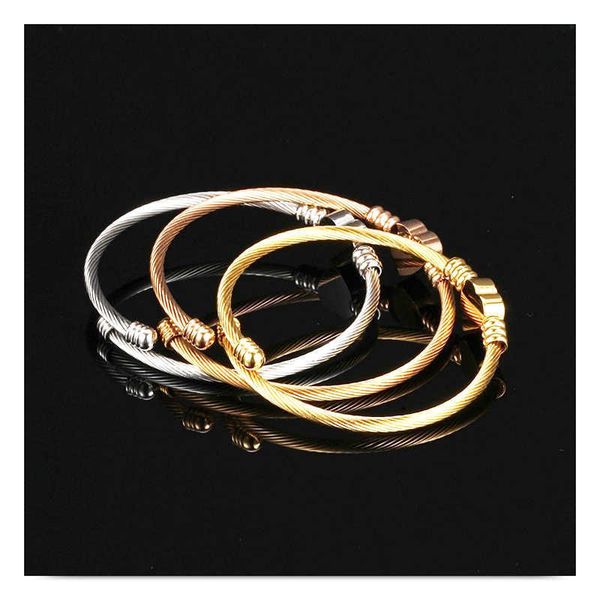 

new trendy metal braided cable shape bracelet women's bracelet heart-shaped open bracelet accessories party jewelry q0719, Black