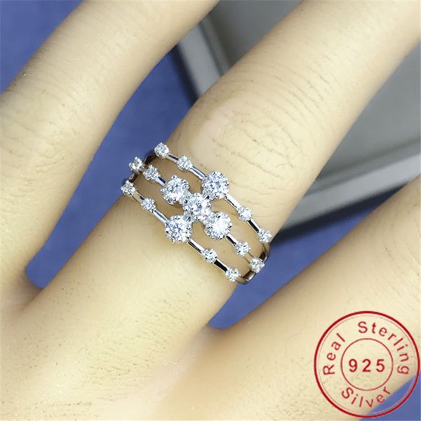 

100% original 925 sterling silver cross diamond cz ring engagement wedding band rings for women bridal statement party jewelry, Slivery;golden