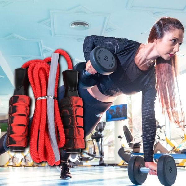 

jump ropes fitness adjustable handle skipping rope steel wire for children students adults (black and red)