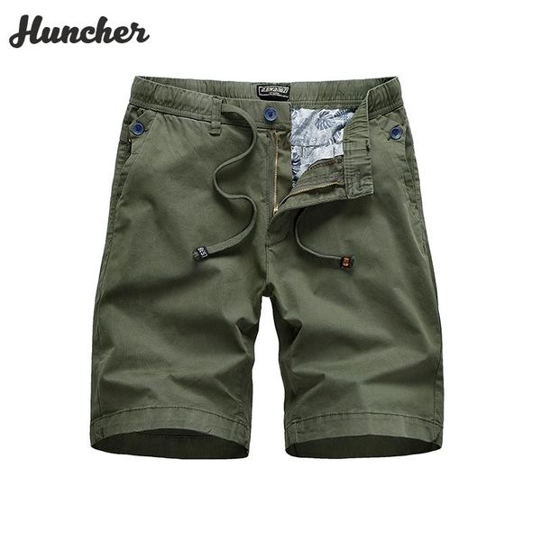 

huncher mens cargo shorts men 2021 summer solid outdoor short streetwear harajuku cotton casual pants army green shorts for men, White;black