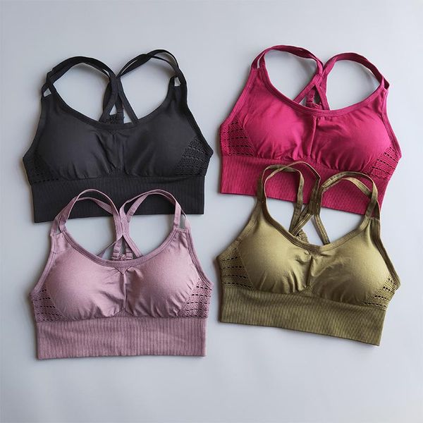 

sports bras women yoga vest underwear bralette seamless for women's running gym high impact push up training without frame clothing, White;black