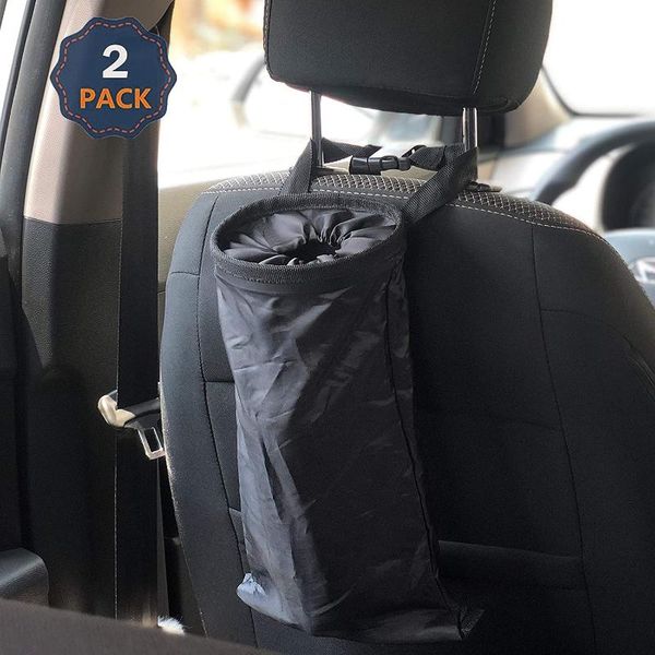 

other interior accessories car trash bag hanging (2 pack) | waterproof and leakproof holder, console headrest bin detachable tras