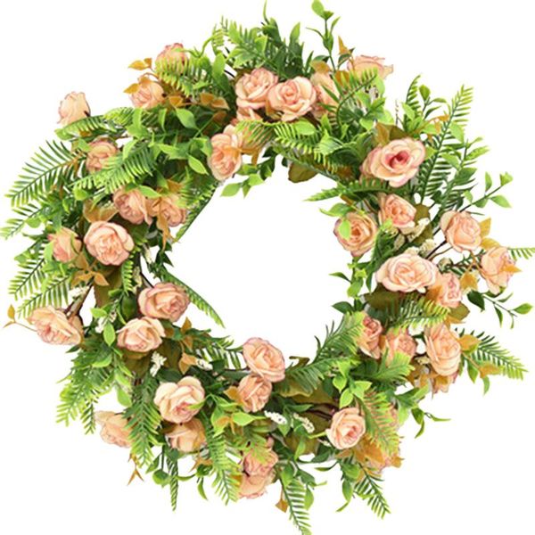 

easter wreath simulation spring decoration artificial flowers with eggs wall hanging door home decor decorative & wreaths