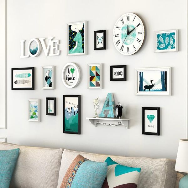 

frames and mouldings love theme wall hanging po frame set for wedding 13pcs wooden picture with clock bedroom sofa decor