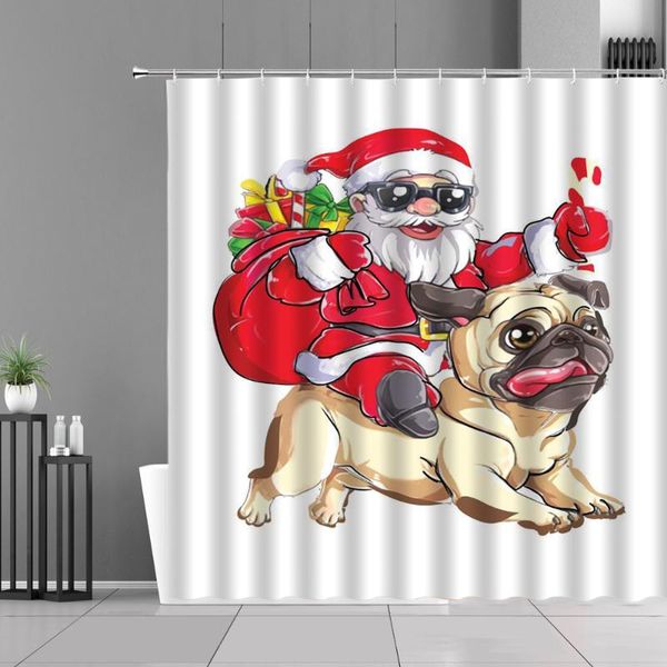 

shower curtains christmas santa claus and dog year gifts home decoration bathroom cloth curtain waterproof polyester fabric