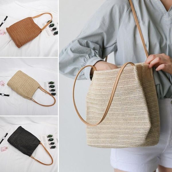 

ladies valise straw bag rattan wicker beach bags women's handbag style bucket type for women 2021 waist