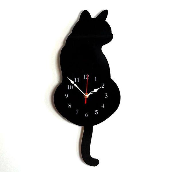 

wall clocks modern acrylic clock decorative cartoon cat digital watch for home office bedroom living room kitchen