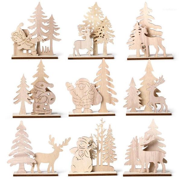

christmas decorations santa claus snowman elk wooden ornament diy table desk decor1