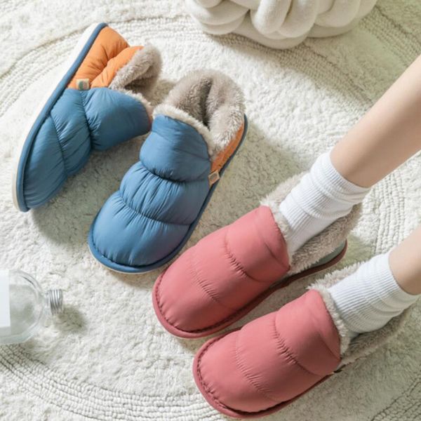 

slippers women winter shoes ladies waterproof fluffy fur indoor furry slides couple home pantuflas de mujer, Black