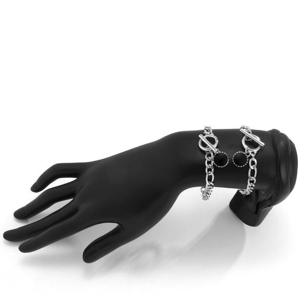 

link, chain creative punk bracelet for women men 2021 fashion jewelry magnet hollow pendant lovers, Black