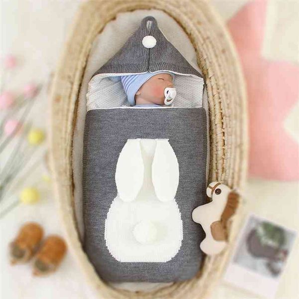 Arrivo Inverno Baby Boy Girl nato Swaddle Rabbit Design Sacco a pelo per accessori per bambini 210528