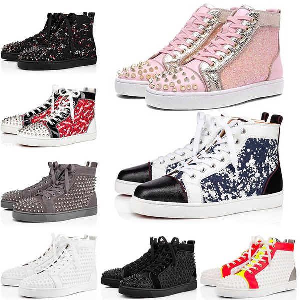 

louboutin dress shoes spikes loafers graffiti red bottoms high low diamonds glitter luxurys sneakers outdoors men womens sports trainers eu