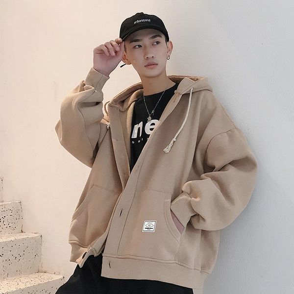 

men ackets long sleeve solid simple all match korean style mens hip hop jacket comfortable bf harajuku clothes plus size, Black;brown