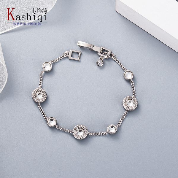 

bangles bracelet ji jia's same sky star women's fashion versatile rose gold plated rhinestone japanese and korean jewelry, Black