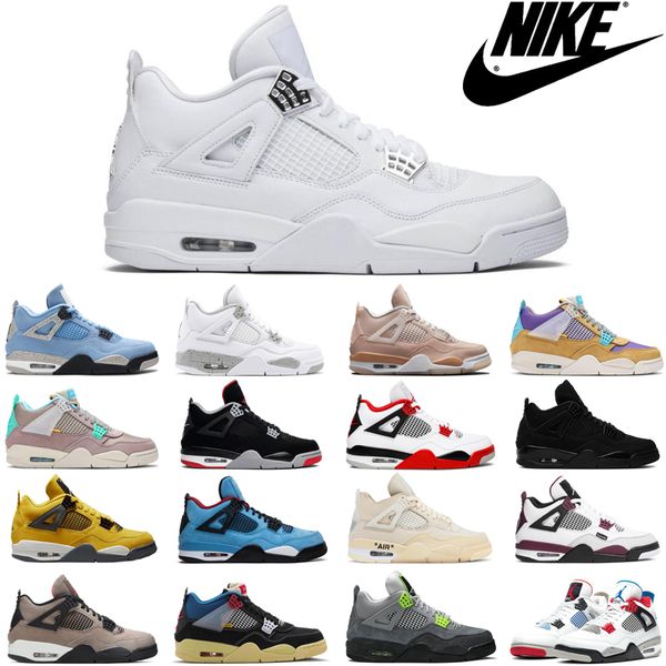 

fashion nike air jordan retro 4 4s men basketball shoes shimmer white oreo university blue taupe haze lightning cactus jack bred mens traine