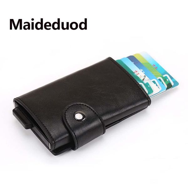 

card holders maideduod men and women holder rfid aluminium business crazy horse pu leather travel wallet, Brown;gray