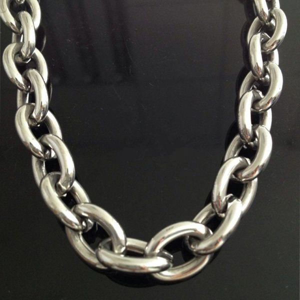 

chains 8"-40" huge heavy 316l stainless steel big o link chain men's boy's necklace 14mm not fades jewelry cool, Silver