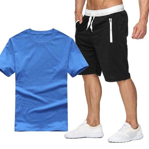 

men's tracksuits men fashion t-shirt+shorts two-pieces sets casual suits joggers brand male trousers t-shirts sportswear set sweatshirt, Gray