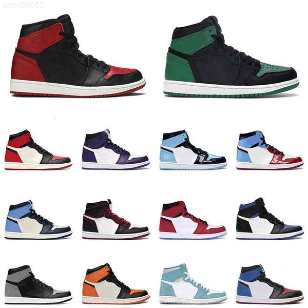 

men outdoor shoes jumpman 1 banned pine green dark mocha light smoke grey 1s women sneakers mens trainer