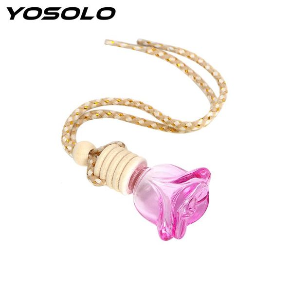 

car air freshener yosolo flower shape auto ornament hanging glass bottle perfume car-styling pendant