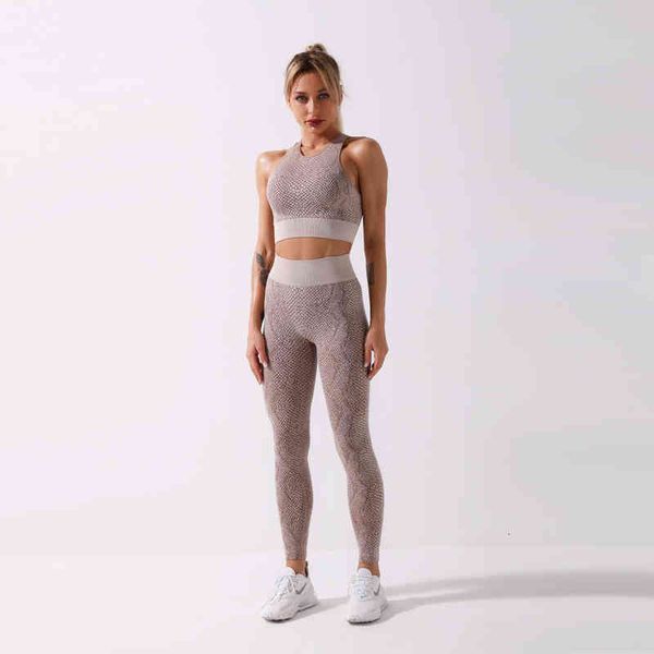 

2021 new shark seamless yoga suit snake sports pants fitness bra, Gray
