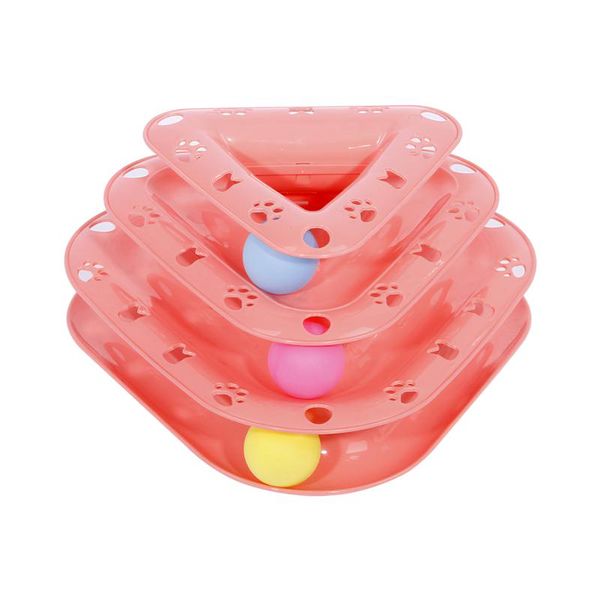 

cats plate three layer trackball turntable durable educational toy triangle pet with anti-slip mat for playing cat toys