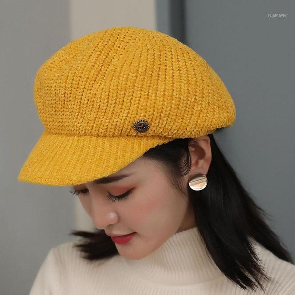 

lady autumn winter women beret hats fashion british style solid color all match casual hat female caps berets, Blue;gray