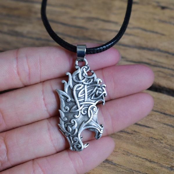 

pendant necklaces 12pcs men's wolf necklace viking animal amulet jewelry, Silver