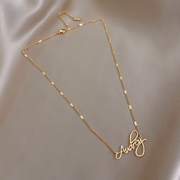 

xianlan477 temperament letter necklace female personality contracted clavicle necklace ins tide cold wind web celebrity pendant je, Silver