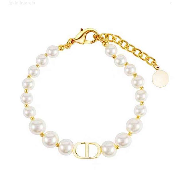

dio/christian d / di home letter cd necklace female atmospheric personality handmade pearl bracelet, Red;brown