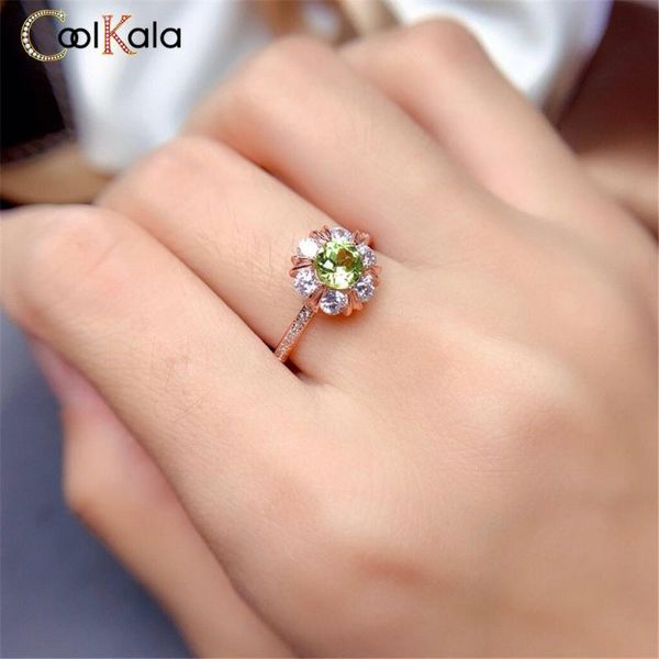 

wedding rings coolkala fashion red green tourmaline full open ring female live hand jewelry, Slivery;golden