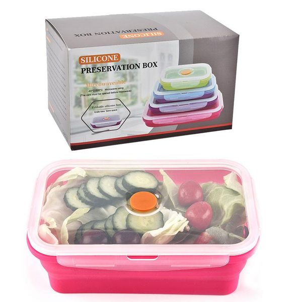 

storage bottles & jars fold silicone food container 4/pc portable lunch box with lids collapsible microware camping kitchen outdoor