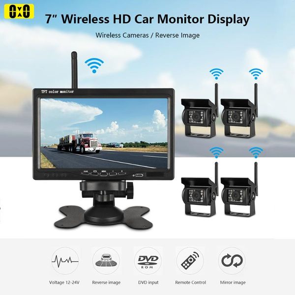 

car rear view cameras& parking sensors 7 inch monitor wireless camera for reverse truck bus rv van lorry night vision backup lens 1x 2x 4x