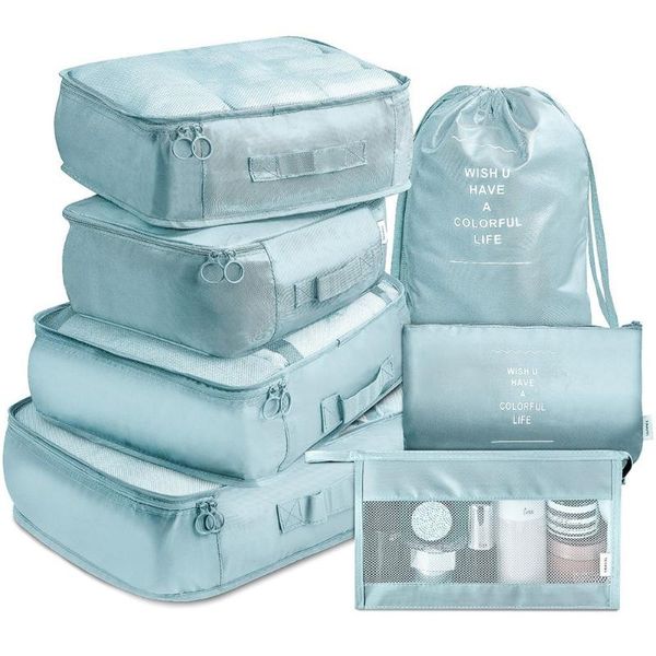 

storage bags 7 pieces set travel organizer suitcase packing cases portable clothing bag shoe tidy pouch