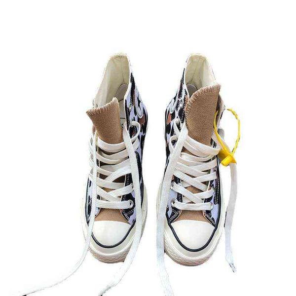 

superstorm autumn cow pattern canvas shoes men's high 1970s board casual vulcanized tide