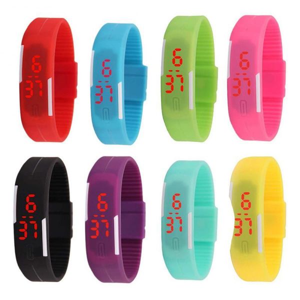 

wristwatches fashion children's watch led sports men's and women's watches for boys girls digital electr gift, Slivery;brown
