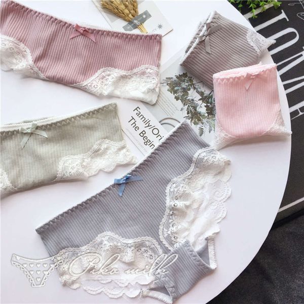 

colored lace cute hollow out panties women kwaii cotton underwear sweet girls seamless briefs female lingerie, Black;white