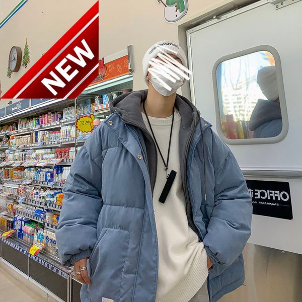 

clothing mens winter 2021 jacket korean loose versatile youth trendy eiderdown cotton coat black gray new couples fashion
